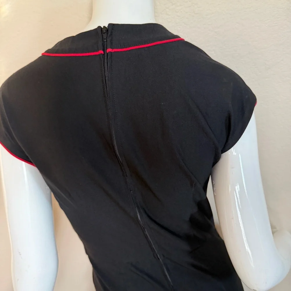 Vintage Stop Staring Black and Red Women's Dress - Picture 12 of 13